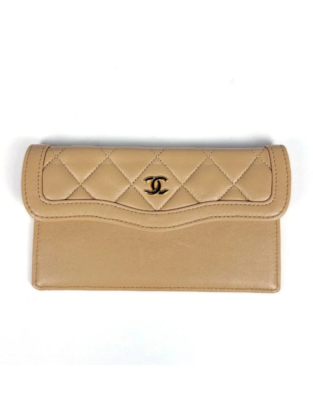 Chanel Shoulder Bag Quilted CC Logo Single Flap Fabric Ivory Beige